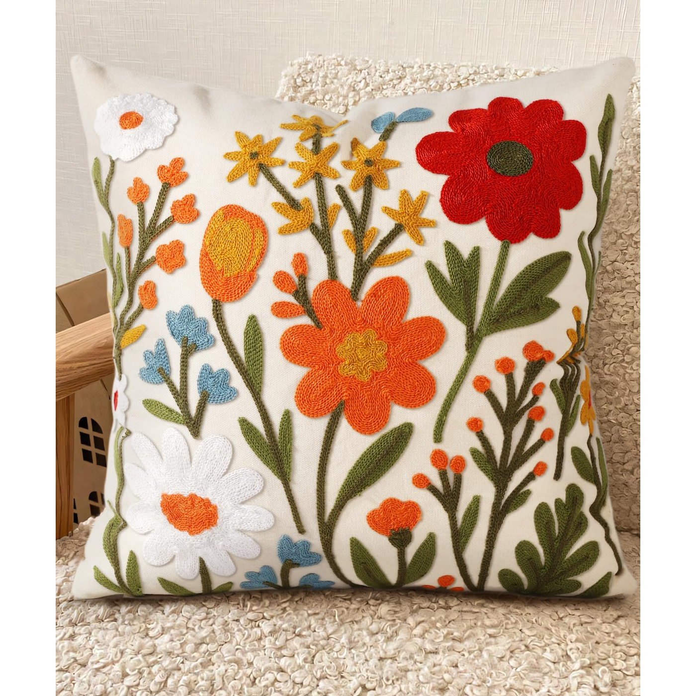 Cotton Throw Pillow Cover Floral product photo