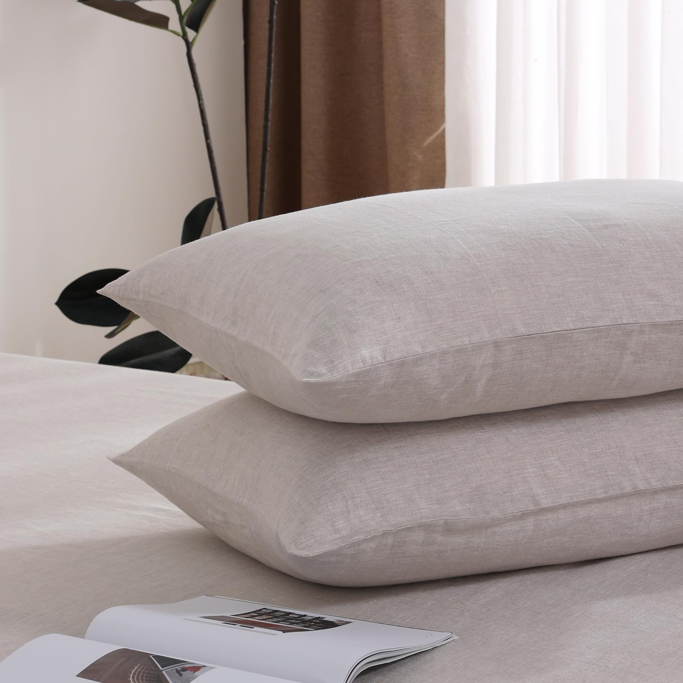 Linen Pillowcase Set King Cream product photo