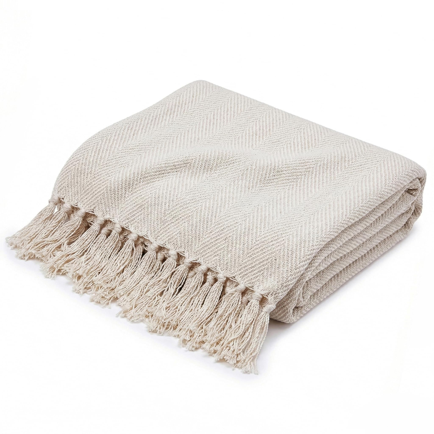 Linen Throw Blanket Cream product photo